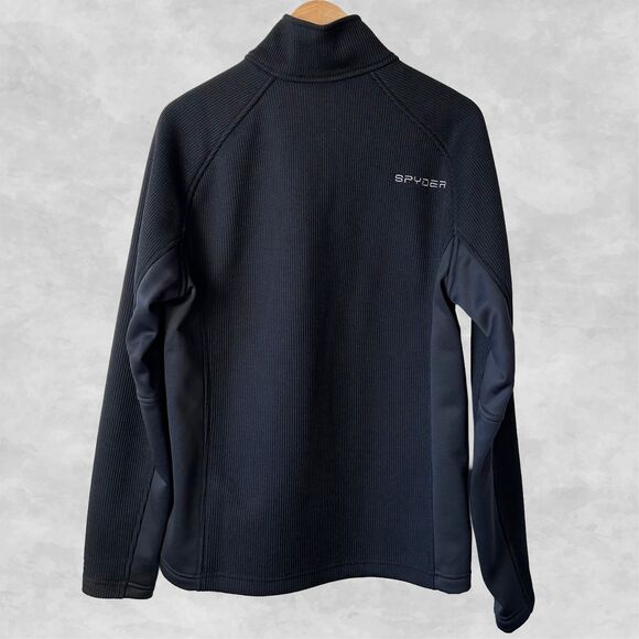 Spyder 1/2 Zip Outbound Black Waffle Knit Pullover Sweater - Men's M - Picture 3 of 6